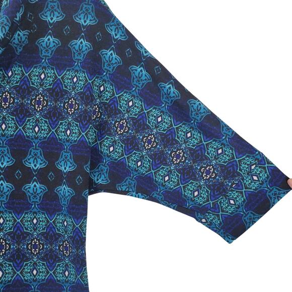 New Direction Blue Geo Print Cowl Neck Top Sz M NWT Preppy Casual Office Career - Picture 6 of 9